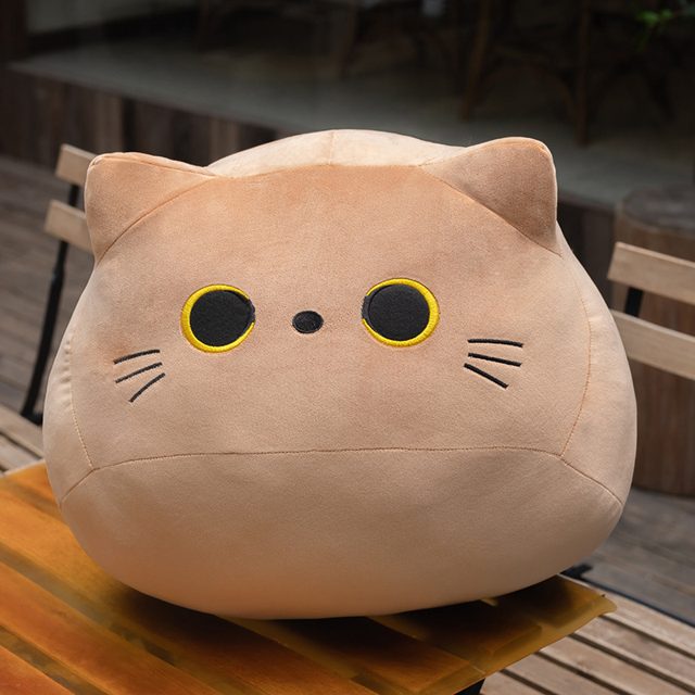 Round Tan Cat Pillow Plush โ photo 2