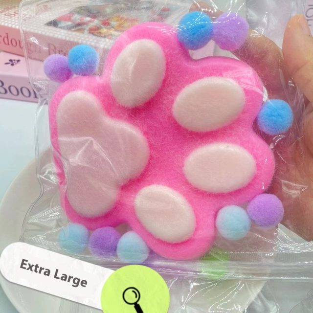 Fuzzy Hot-Pink Cat Paw Squeeze Toy, Extra Large