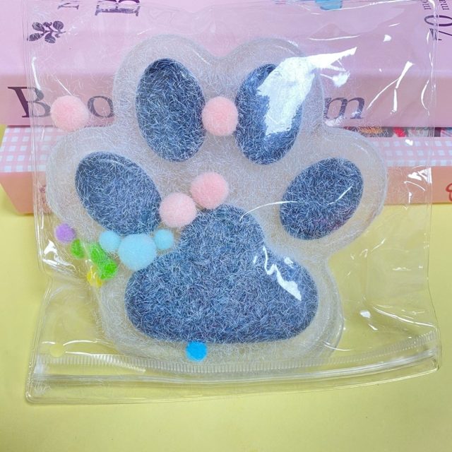 Fuzzy Slate-Grey Cat Paw Squeeze Toy