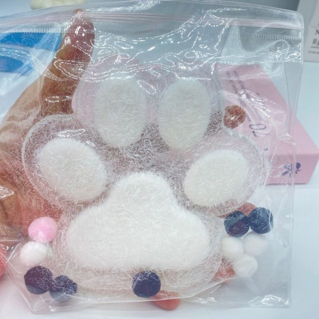 Fuzzy Snow-White Cat Paw Squeeze Toy