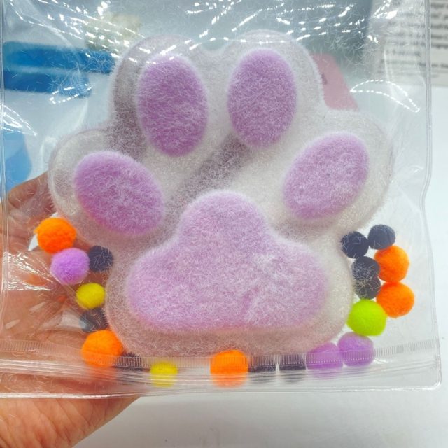 Fuzzy Lavender Cat Paw Squeeze Toy