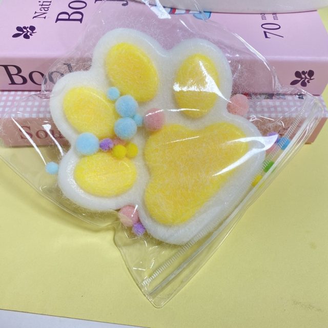 Fuzzy Lemon-Yellow Cat Paw Squeeze Toy