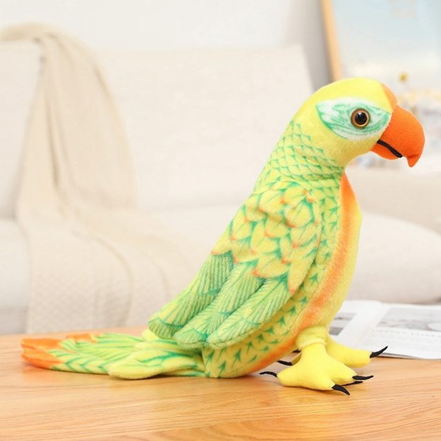 Realistic Green & Gold Parrot Plush โ photo 2