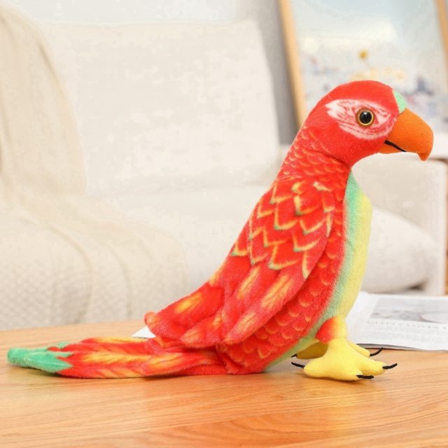Realistic Fiery Red Parrot Plush โ photo 2