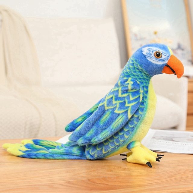 Realistic Blue & Yellow Parrot Plush โ photo 2