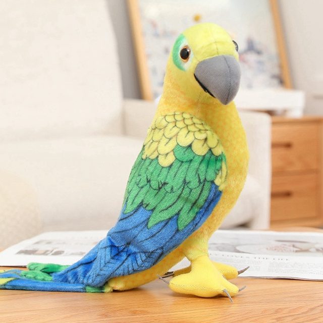 Realistic Yellow & Green Parrot Plush
