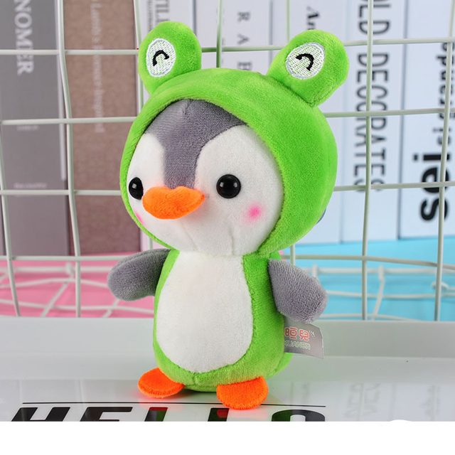 Penguin in a Frog Hood Plush Keychain