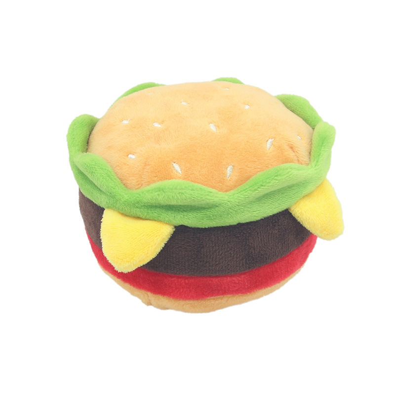 Hamburger Plush Squeaky Dog Toy