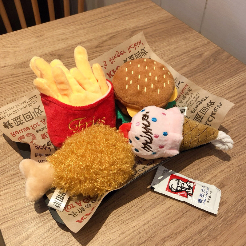 Fast-Food Plush Squeaky Dog Toy Set