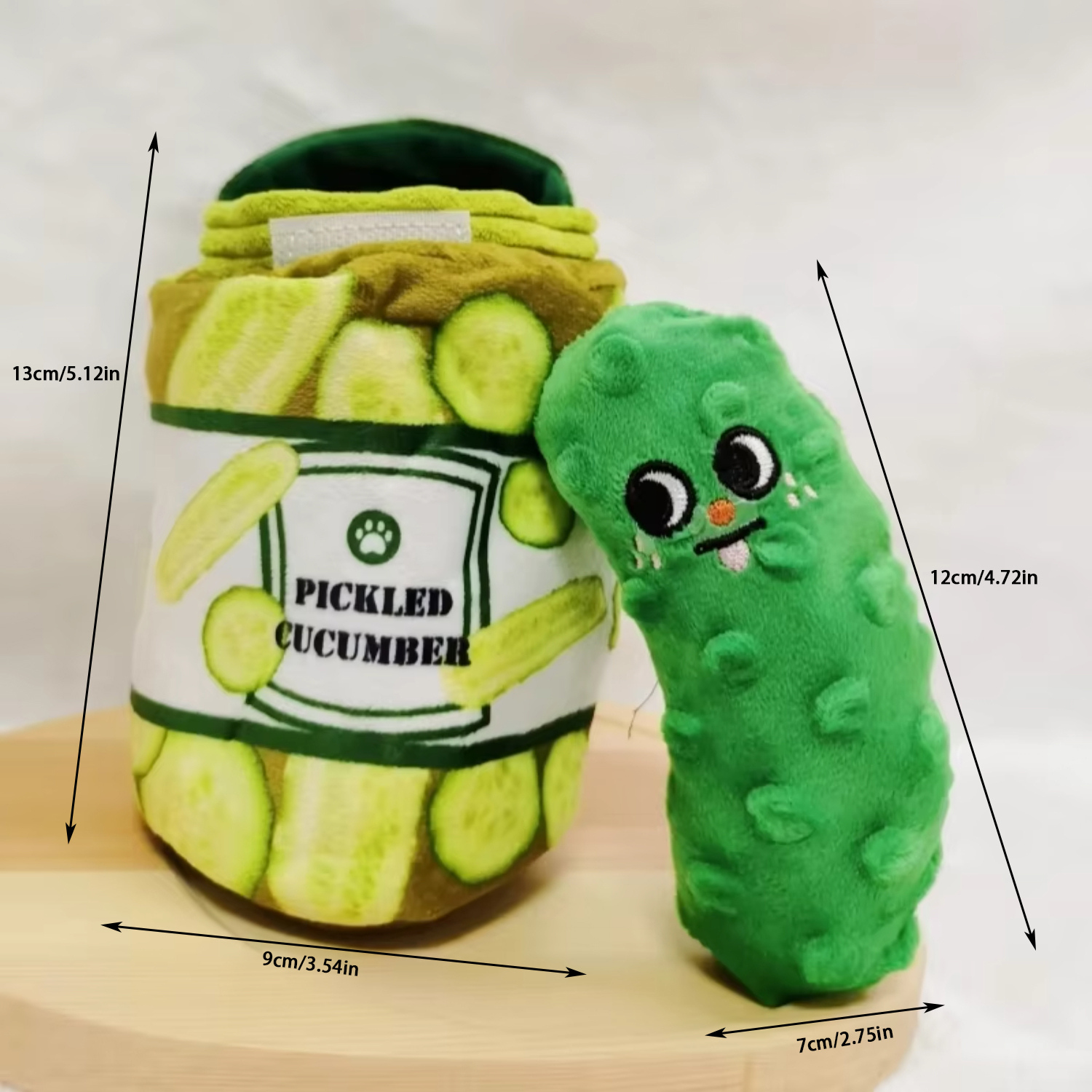 Green Pickle Squeaky Pet Plush Toy