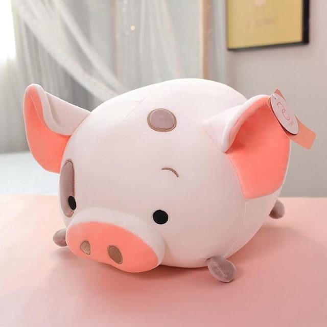 Winking White Piggy Loaf Pillow Plush (45cm)