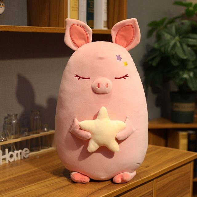 Star-Hugging Pink Piggy Plush โ photo 2