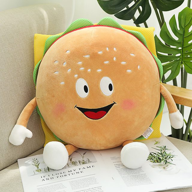 Smiley Cheeseburger Plush Pillow — photo 2