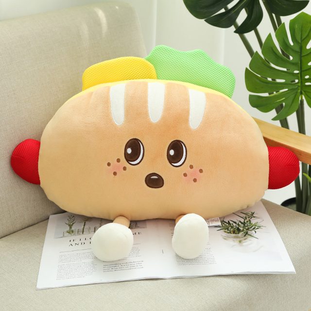 Smiley Hot Dog Plush Pillow