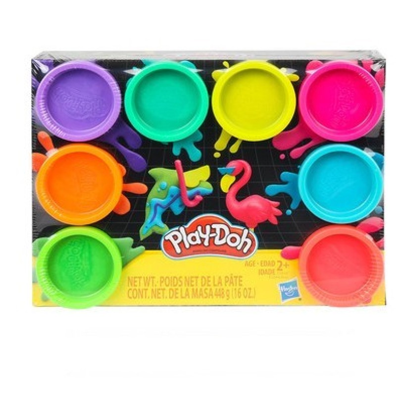8-Pack Neon Modeling Dough Tubs
