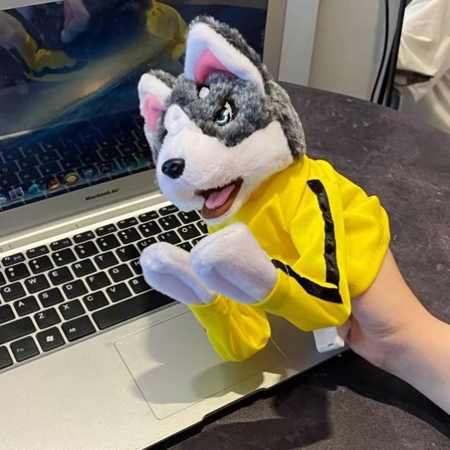 Boxing Husky Hand Puppet In Tracksuit