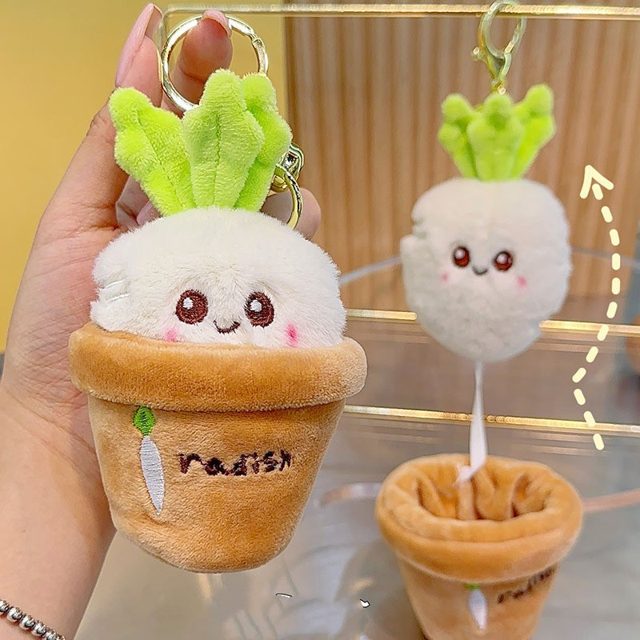 Pop-Up Radish-in-a-Pot Plush Keychain