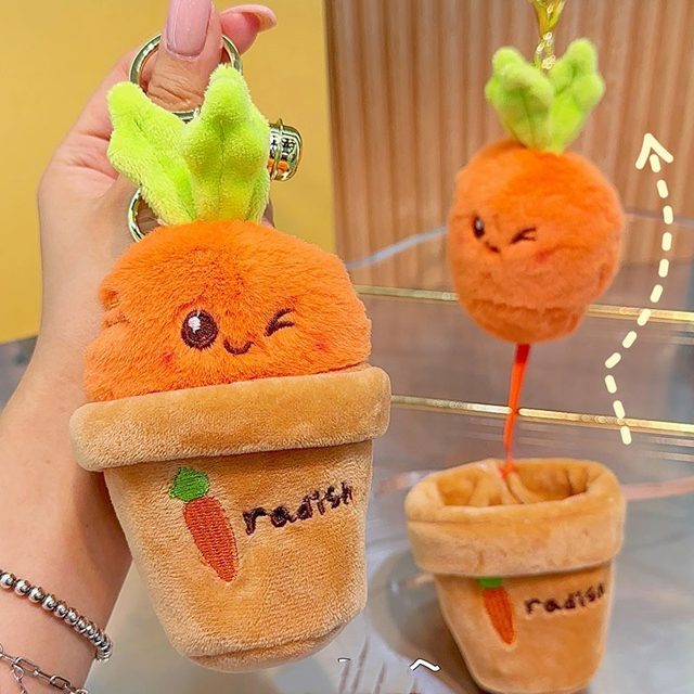 Pop-Up Carrot-in-a-Pot Plush Keychain