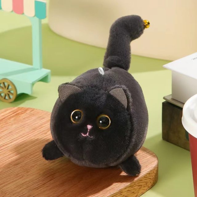 Round Black Kitten Keychain Charm
