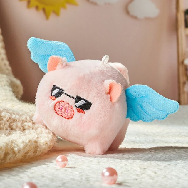 Cool Shades Winged Piggy Keychain Charm