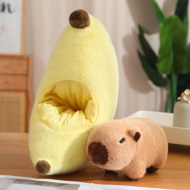 Banana Peel Capybara Cave Plush Set