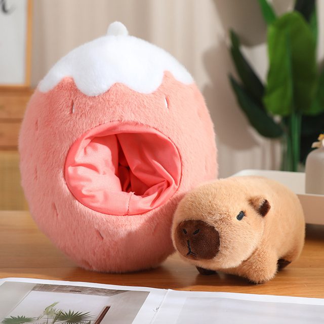 Strawberry Dome Capybara Cave Plush Set — photo 2