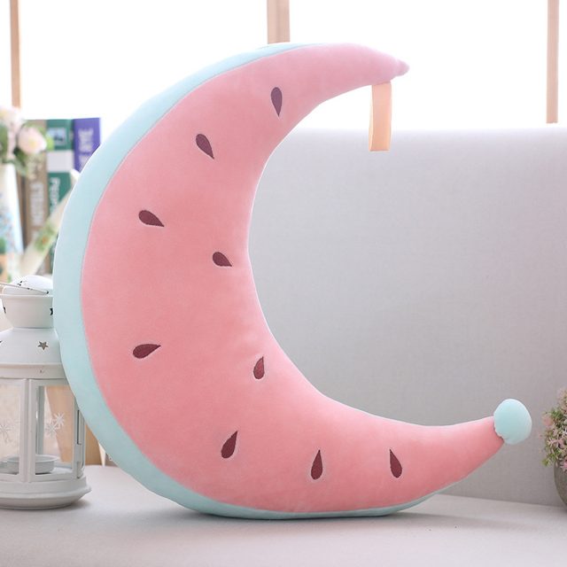 Watermelon Crescent Moon Plush Pillow