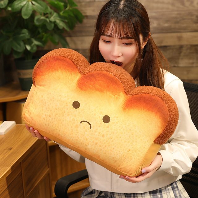 Pouty Sad Toast Loaf Cushion Plush