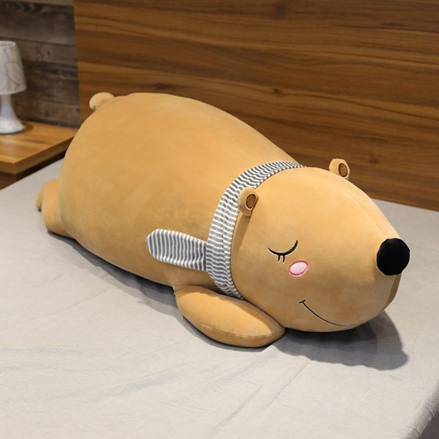 Sleepy Tan Bear Body-Pillow Plush, 70cm