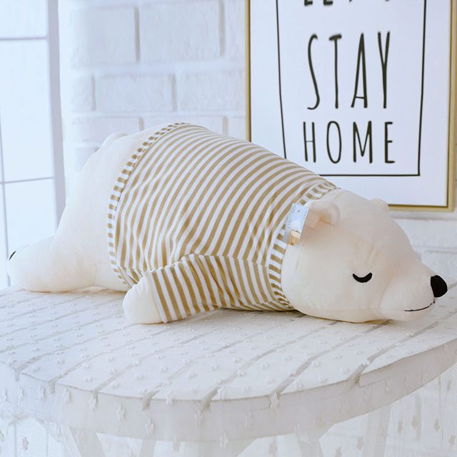 Sleepy Striped Pajama Polar Bear Plush โ photo 2