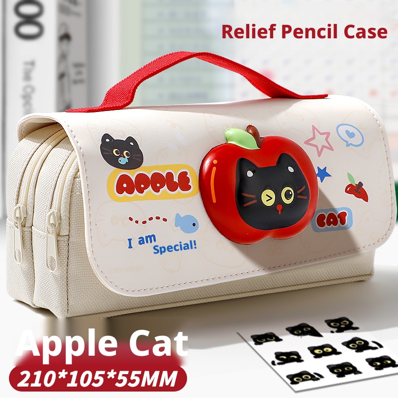 Apple Cat Pencil Case with Squishy Charm