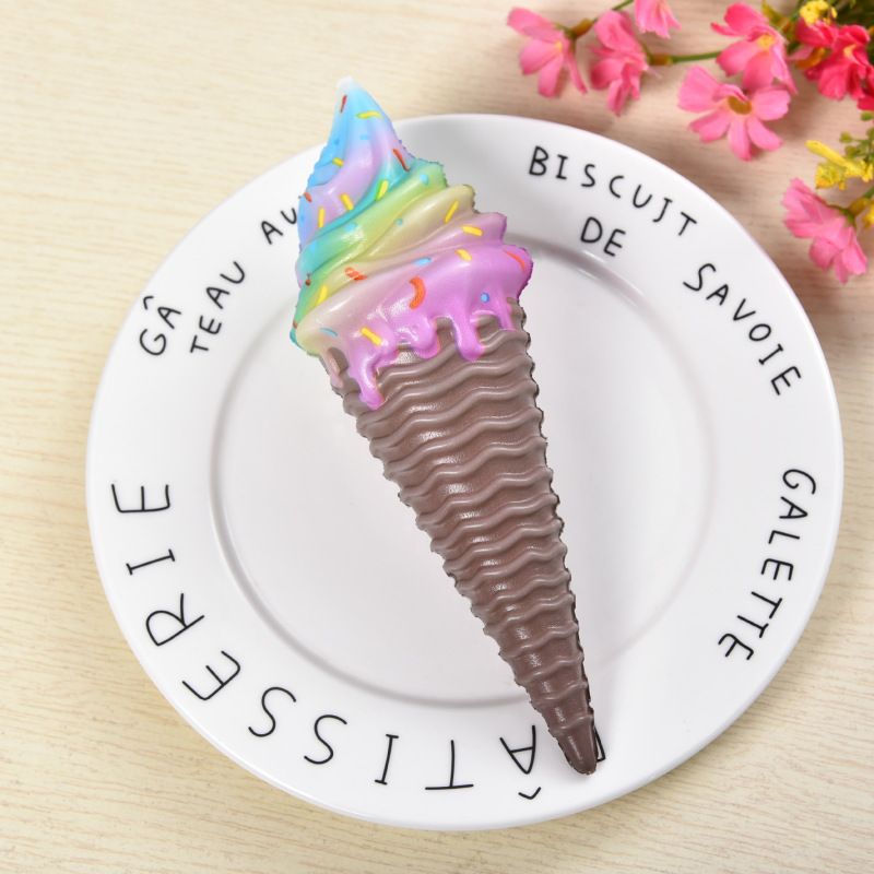 Rainbow Soft-Serve Ice Cream Cone Squishy