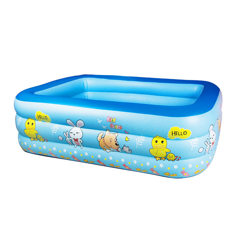 Rectangular 3-Ring Inflatable Kids Pool