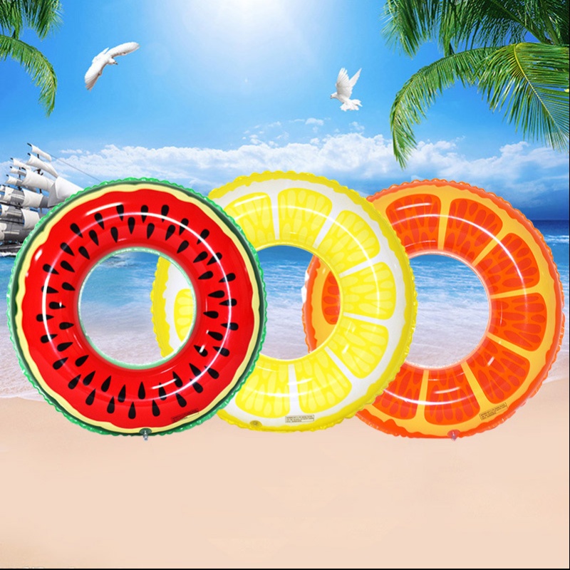 Inflatable Fruit Slice Swim Rings (Watermelon, Lemon, Orange)