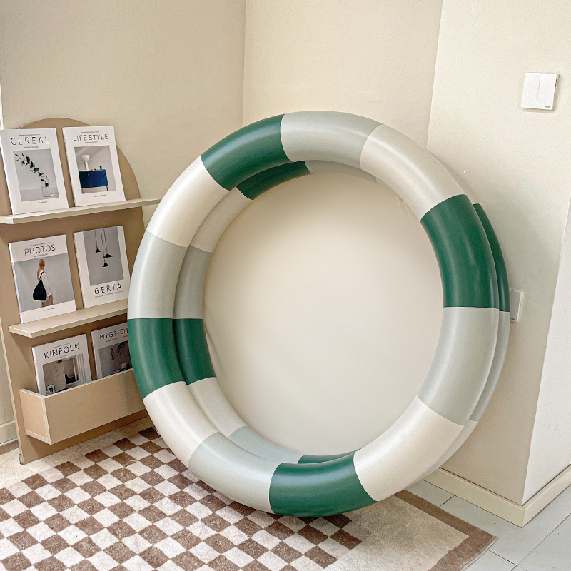 Retro Green Striped Inflatable Kiddie Pool