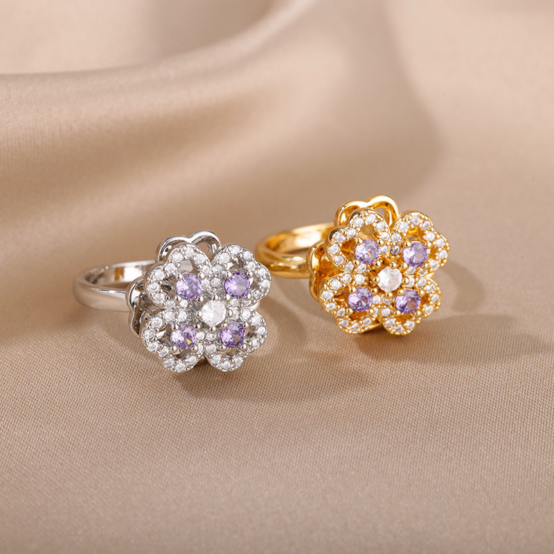 Spinning Flower Rhinestone Anxiety Ring โ photo 2