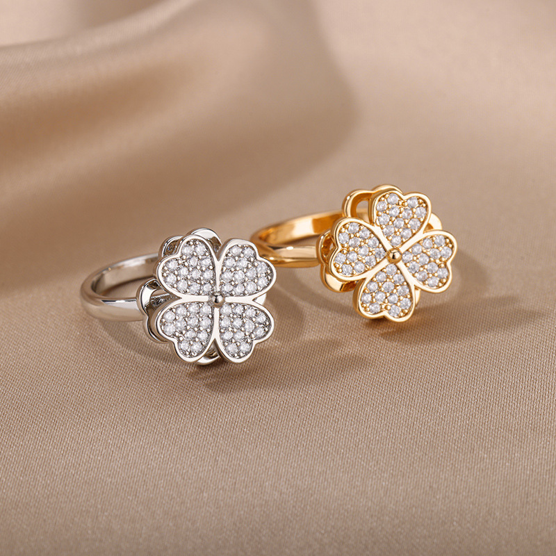 Spinning Flower Rhinestone Anxiety Ring โ photo 3