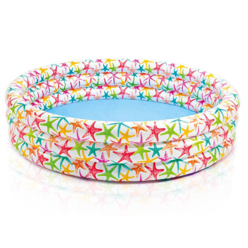 Starfish Print 3-Ring Inflatable Kiddie Pool