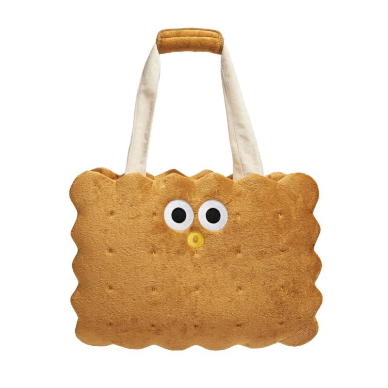 Sandwich Cookie Plush Tote Bag with Eyes