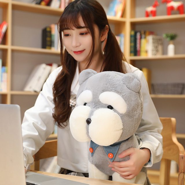 Schnauzer Puppy Plush With Blue Overalls, 35cm โ photo 2