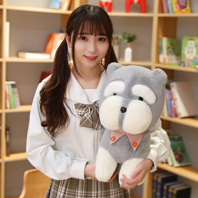 Schnauzer Puppy Plush With Pink Collar, 35cm