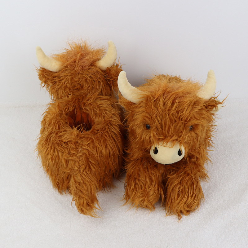 Fuzzy Highland Cow Plush Slippers โ photo 4