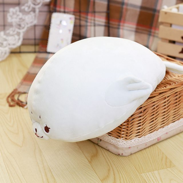 Chubby White Seal Cushion Plush