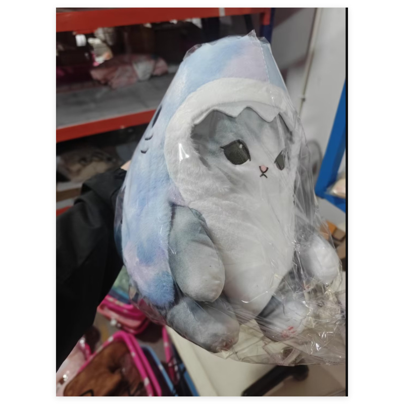 Kitten in Rainbow Shark Hoodie Plush โ photo 3