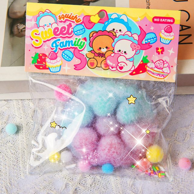 Sweet Family Fuzzy Pom-Pom Craft Bag