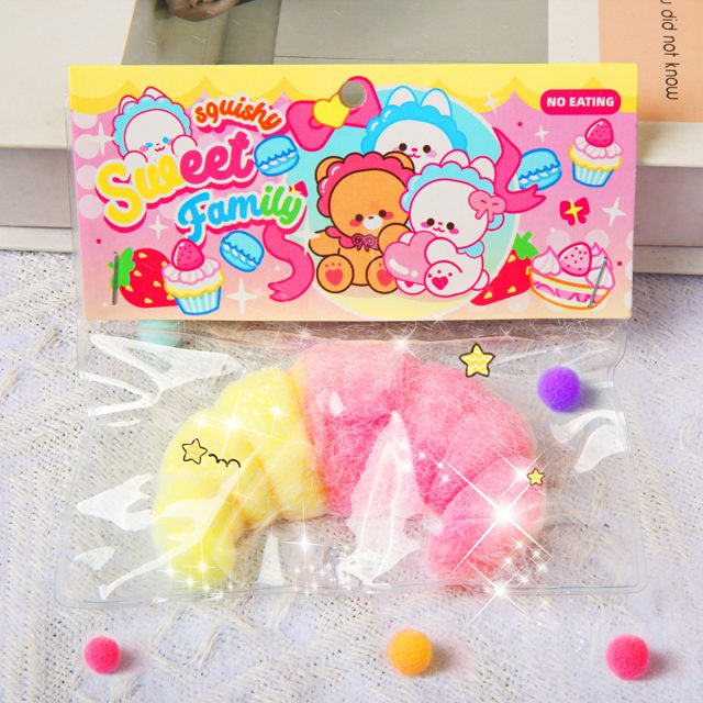 Sweet Family Fuzzy Croissant Squishy Bag