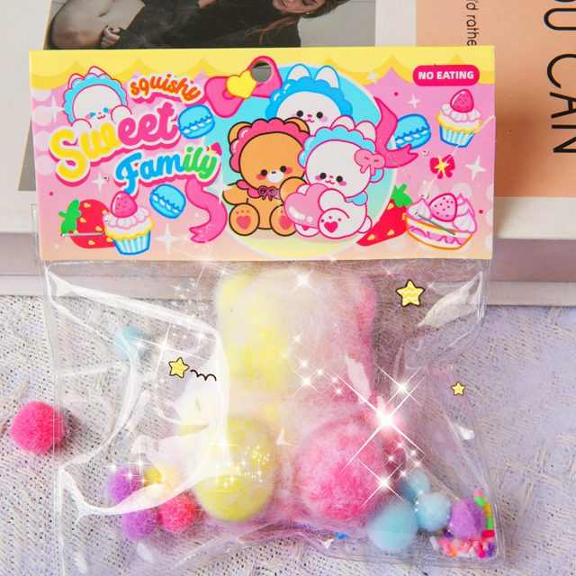 Sweet Family Fuzzy Felted Puff Squishy Bag