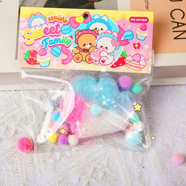Sweet Family Fuzzy Rainbow Heart Squishy Bag