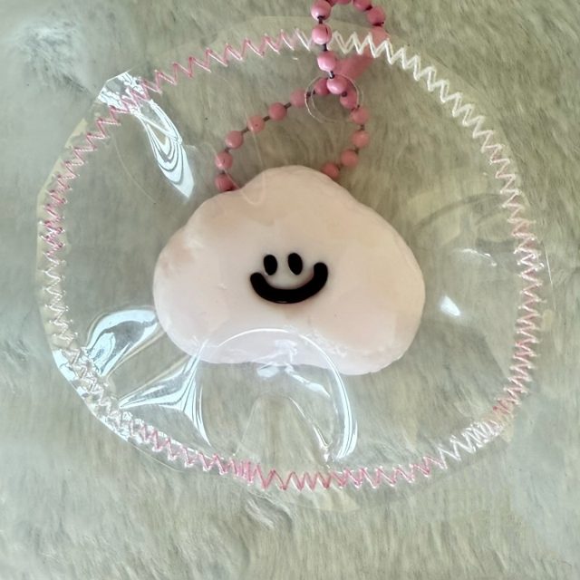Smiley Pink Cloud Squishy Bag Charm