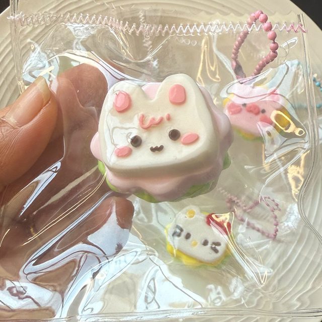 Kitty Macaron Burger Bag Charm